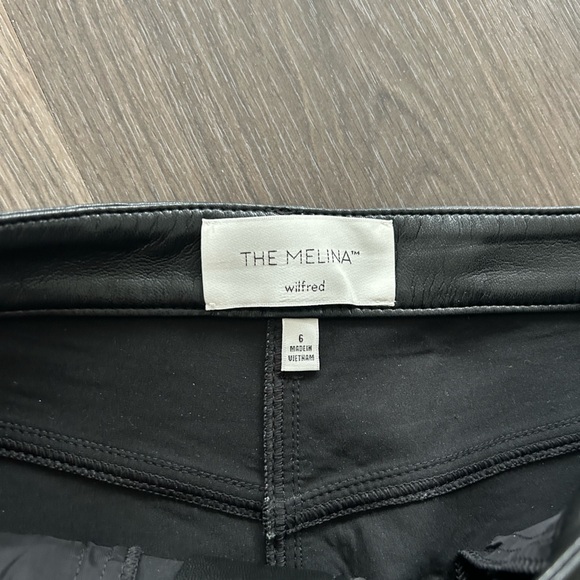Aritzia Wilfred The Melina Pant, Black Leather, Size 6 - Picture 3 of 6